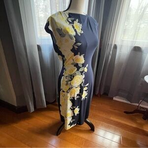 Elegant Floral Navy Dress